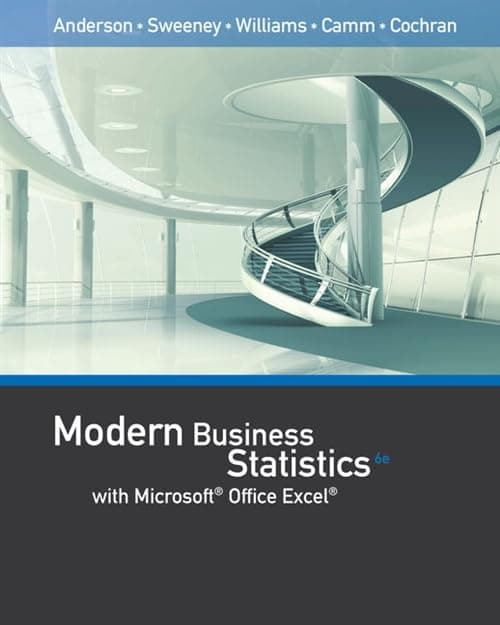 Modern Business Statistics With Microsoft Excel 6th Edition  (Hardcover) by Anderson, David R. textbook cover
