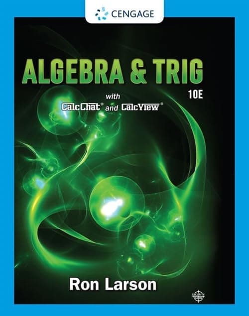 Algebra & Trig: With Calcchat and Calcview 10 (Hardcover) by Larson, Ron textbook cover