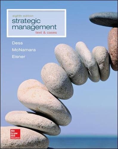 Strategic Management: Text and Cases 8 (Hardcover) by Dess, Gregory textbook cover