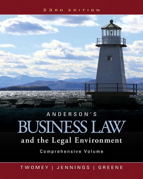 Anderson's Business Law and the Legal Environment, Comprehensive Volume (MindTap Course List) 23 (Hardcover) by Twomey, David P. textbook cover
