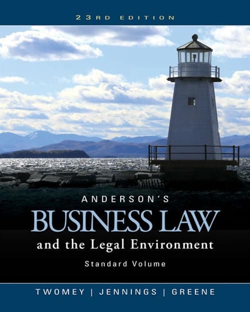 Anderson’s Business Law and the Legal Environment: Standard Volume 23 (Hardcover) by Twomey, David P. textbook cover