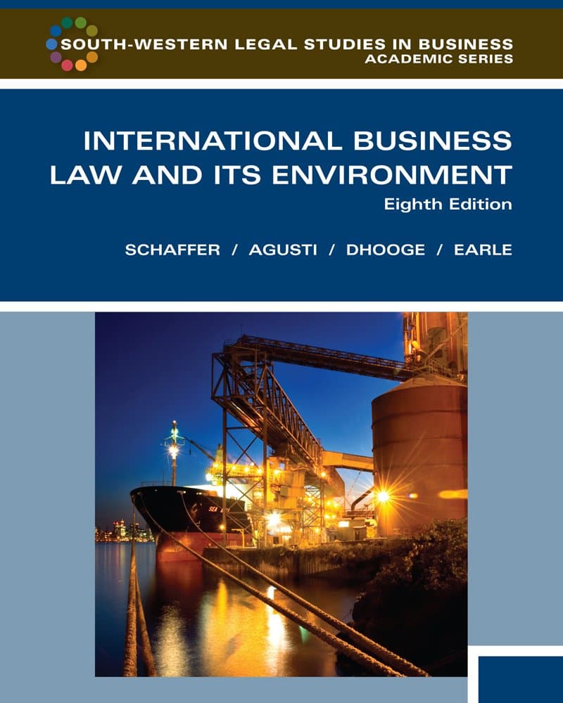 International Business Law and Its Environment 8th (Hardcover) by Schaffer, Richard textbook cover