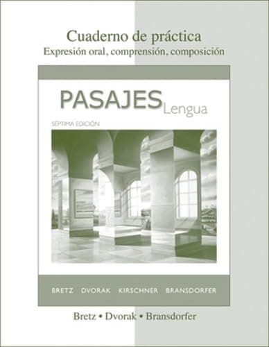 Pasajes: Cuaderno De Practica, 7th Edition 7th by Bretz textbook cover