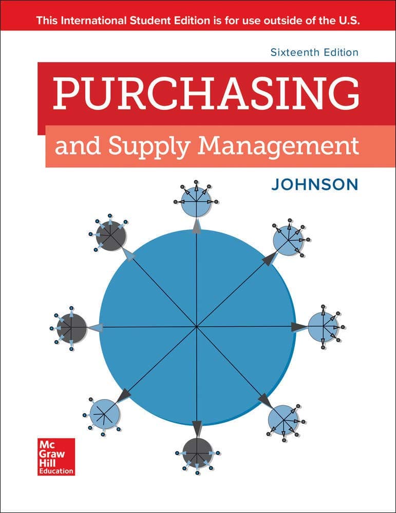 Purchasing and Supply Management 16 by Johnson, P. Fraser textbook cover