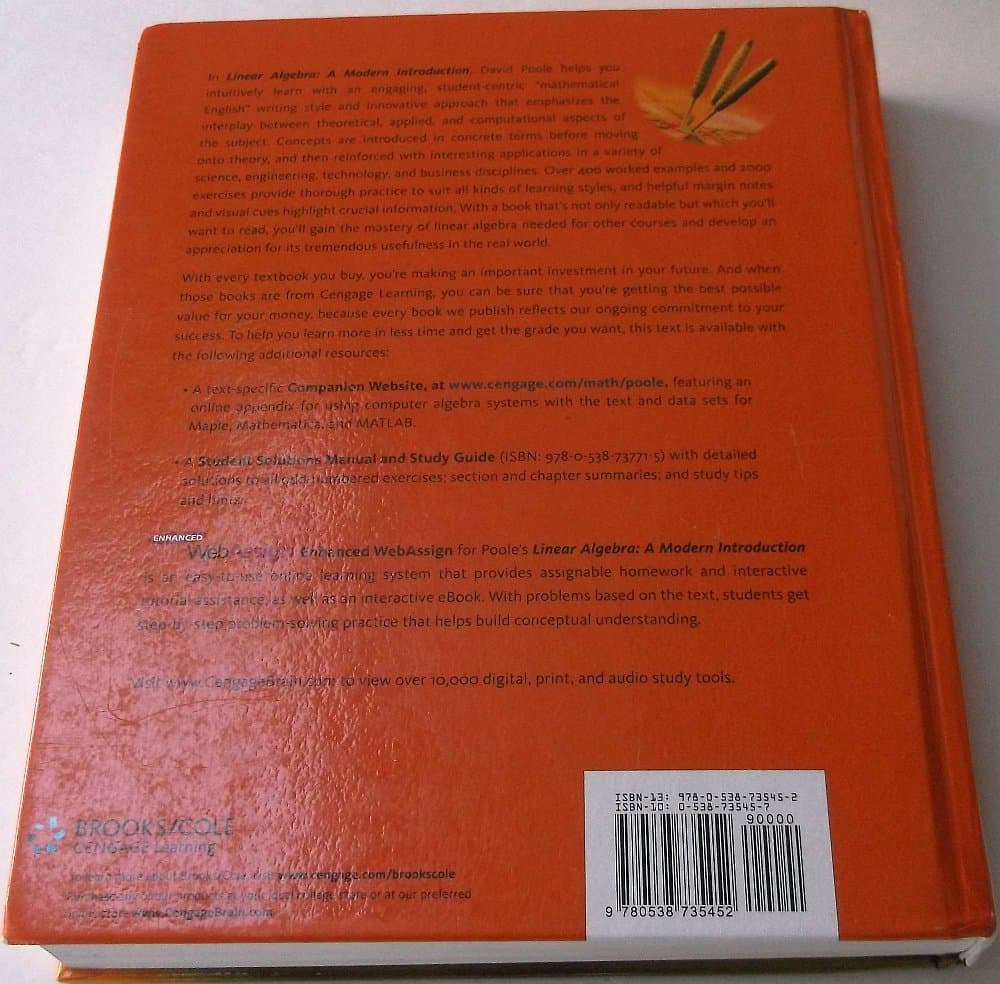 Linear Algebra: A Modern Introduction (Available 2011 Titles Enhanced Web Assign) 3 by Poole, David textbook cover